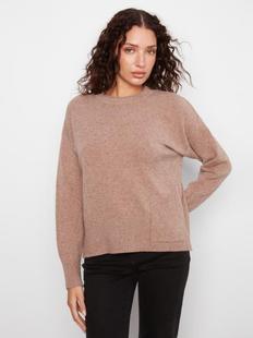Charlie B Women's Crew Neck Cropped Sweater with Pocket Alternate View