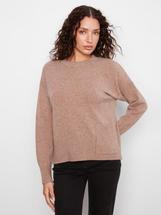 Charlie B Women's Crew Neck Cropped Sweater with Pocket TAUPE
