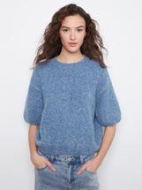 Charlie B Women's Elbow Sleeve Balloon Shape Sweater HEATHERDENIM