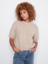 Charlie B Women's Elbow Sleeve Balloon Shape Sweater HEATHERLATTE