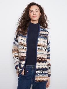 Charlie B Women's Long Jacquard Cardigan with Side Pockets NORWAY