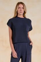 Elan Women's Cap Sleeve Cotton Sweater NAVY