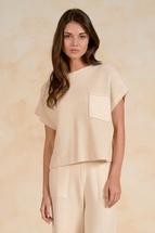 Elan Women's Cap Sleeve Cotton Sweater OATMEAL