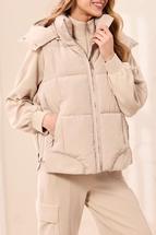 Tribal Women's Quilted Puffer Vest with Removable Hood SANDDUNE