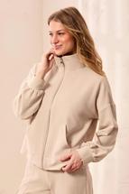 Tribal Women's Long Sleeve Mock Neck Zip Cardigan with Pockets SANDDUNE