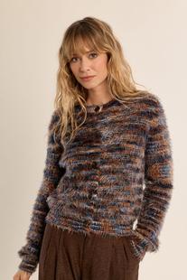 Molly Bracken Women's Intarsia Yarn Cardigan DENIMBLUE