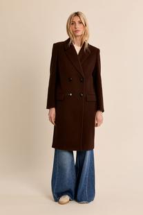 Molly Bracken Women's Long Peacoat CHOCOLATE