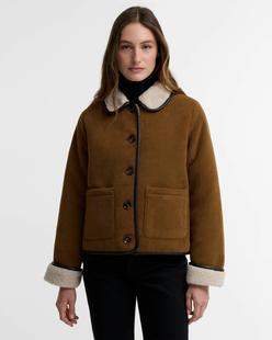 Barbour Women's Penny Fleece Casual Jacket TAN/ECRU