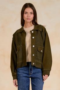 Elan Women's Mixed Media Jacket OLIVE