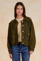 Elan Women's Mixed Media Jacket OLIVE