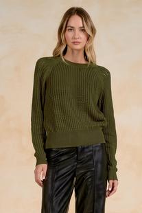 Elan Women's Raglan Crewneck Sweater OLIVE
