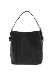 Joy Susan Hobo Rich Faux Suede Handbag BLACK/BLACK