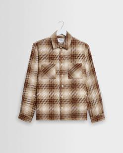 Wax London Whiting - Natural And Ecru Overlap Check Overshirt NATURAL/ECRU