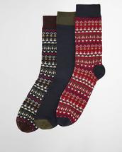 Barbour Men's Marlow Fair Isle Sock Gift Box OLIVE