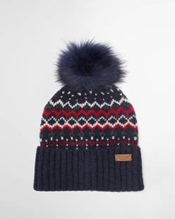 Barbour Women's Kingsford Fair Isle Beanie Hat NAVY