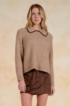 Elan Women's Sweater with Collar Stitching MOCHALIGHT