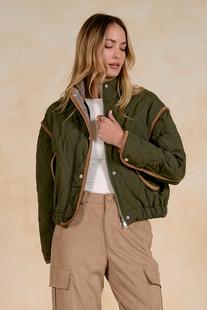 Elan Women's Jacket with Corduroy Trim OLIVE