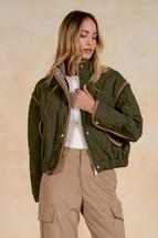 Elan Women's Jacket with Corduroy Trim OLIVE