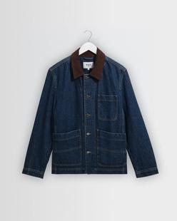 Wax London Healey - Dark Blue Denim Chore Jacket VINTAGEDENIM/DKBLUE