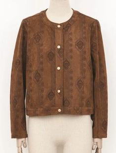 Molly Bracken Women's Faux Suede Jacket - Print CAMEL