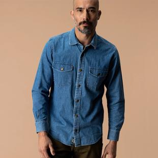 Duck Head Long Sleeve Denim Snap Shirt - Clyde INDIGOBLUE