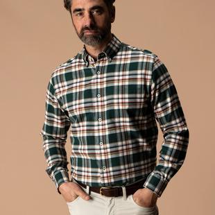 Duck Head Men's Long Sleeve Cotton Flannel Sport Shirt - Pinewell Plaid PINEGROVE
