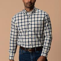 Duck Head Men's Long Sleeve Cotton Slub Sport Shirt - Brant Plaid DEEPNAVY