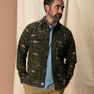 Duck Head Men's Long Sleeve Slater Moleskin Overshirt DARKFORESTGREEN