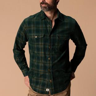 Duck Head Men's Long Sleeve Corduroy Snap Shirt - Timberly Plaid PINEGROVE