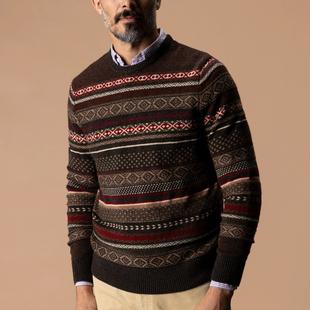 Duck Head Men's Birch Fair Isle Crewneck Sweater ESPRESSOBROWNHEATHER