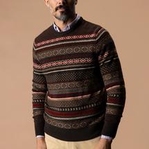 Duck Head Men's Birch Fair Isle Crewneck Sweater ESPRESSOBROWNHEATHER