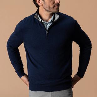 Duck Head Men's Ridley Cotton Cashmere 1/4 Zip Sweater MARITIMEBLUE