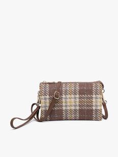 Jen & Co RIley Vegan Plaid Crossbody - Brown/Mustard BROWN/MUSTARD