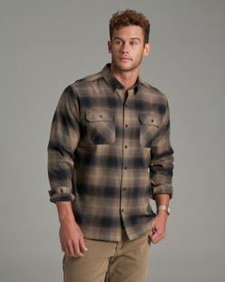 Kuhl Men's Dillingr Flannel Long Sleeve DARKSAND