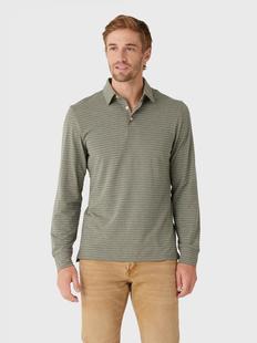 Faherty Men's Long Sleeve Movement Polo OLIVEROCKSTRIPE