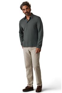 Faherty Men's Long Sleeve Field Knit Polo FORESTTRAIL