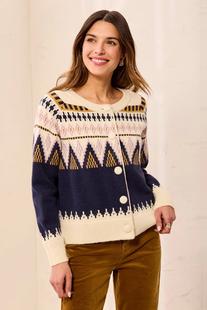 Tribal Women's Fair Isle Button Front Sweater Cardigan SAPPHIRE