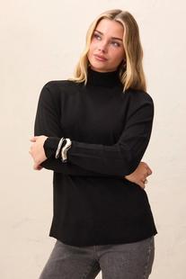 Tribal Women's Soft Viscose Blend Long Sleeve Mock Turtleneck Sweater BLACK