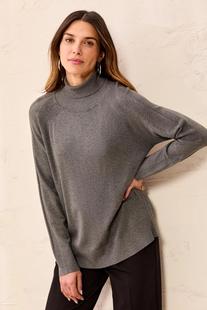 Tribal Women's Soft Viscose Blend Long Sleeve Mock Turtleneck Sweater Alternate View