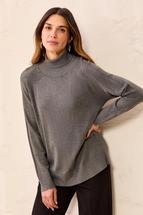 Tribal Women's Soft Viscose Blend Long Sleeve Mock Turtleneck Sweater CHARCOAL