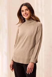 Tribal Women's Soft Viscose Blend Long Sleeve Mock Turtleneck Sweater Alternate View