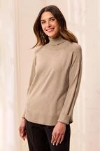 Tribal Women's Soft Viscose Blend Long Sleeve Mock Turtleneck Sweater FOSSIL