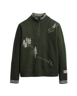 Pendleton Women's Lambswool Half-Zip Ski Sweater DARKFIR