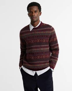Barbour Men's Dalehead Fair Isle Crew Neck Sweater WINE