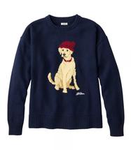 L.L.Bean Women's The Original Double L Crewneck Novelty Sweater Regular CLASSICNAVYHOLIDAYDOG