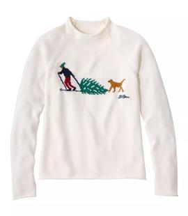 L.L.Bean Women's The Original Double L Rollneck Sweater Novelty Regular BONEHERITAGEHOLIDAY