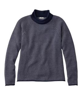 L.L.Bean Women's The Original Double L Rollneck Sweater Birdseye Regular CLASSICNAVY/SEASALTBIRDSEYE