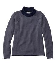 L.L.Bean Women's The Original Double L Rollneck Sweater Birdseye Regular CLASSICNAVY/SEASALTBIRDSEYE