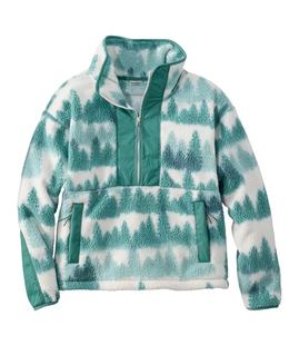 L.L.Bean Women's Mountainside Fleece 1/2 Zip Pullover Print Regular ANTIQUEGREENTREEPRINT