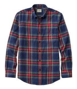 L.L.Bean Men's Scotch Plaid Flannel Shirt Button Down Slightly Fitted Regular NAVYSTEWART